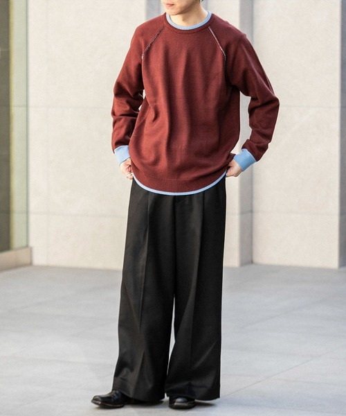 SENSE OF PLACE by URBAN RESEARCH（センスオブプレイスバイアーバンリサーチ）の「『ユニセックス』ストレッチリブハイショクラインセーター（ニット/セーター・メンズ・ブラック/アイボリー/ブルー/グレー/ブルー系その他/ボルドー・LARGE/MEDIUM）」の20枚目の写真