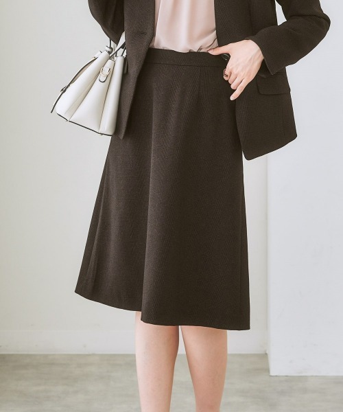 7days Life Styling（セブンデイズライフスタイリング）の「【販売終了】洗える・ストレッチセットアップ対応ウール調セミフレアスカート（上下別売）（スーツスカート・レディース・ブラウン系/ブラック/グレイッシュベージュ・L/3L/S/LL/M）」の11枚目の写真