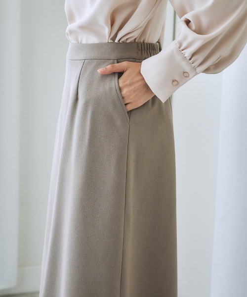 7days Life Styling（セブンデイズライフスタイリング）の「【販売終了】洗える・ストレッチセットアップ対応ウール調セミフレアスカート（上下別売）（スーツスカート・レディース・ブラウン系/ブラック/グレイッシュベージュ・L/3L/S/LL/M）」の22枚目の写真