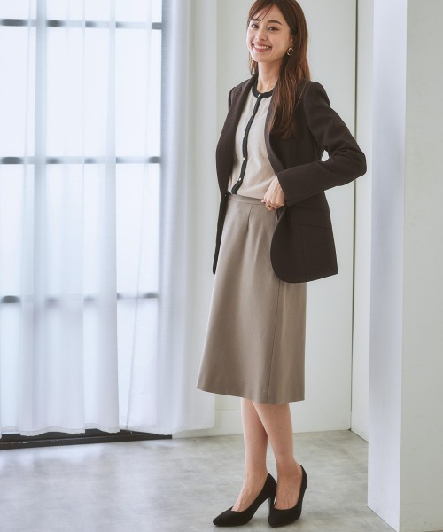 7days Life Styling（セブンデイズライフスタイリング）の「【販売終了】洗える・ストレッチセットアップ対応ウール調セミフレアスカート（上下別売）（スーツスカート・レディース・ブラウン系/ブラック/グレイッシュベージュ・L/3L/S/LL/M）」の17枚目の写真