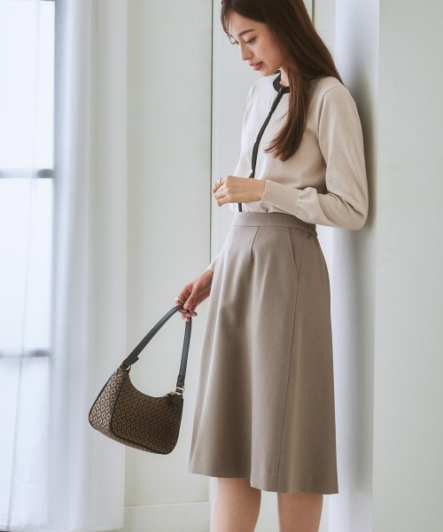 7days Life Styling（セブンデイズライフスタイリング）の「【販売終了】洗える・ストレッチセットアップ対応ウール調セミフレアスカート（上下別売）（スーツスカート・レディース・ブラウン系/ブラック/グレイッシュベージュ・L/3L/S/LL/M）」の16枚目の写真