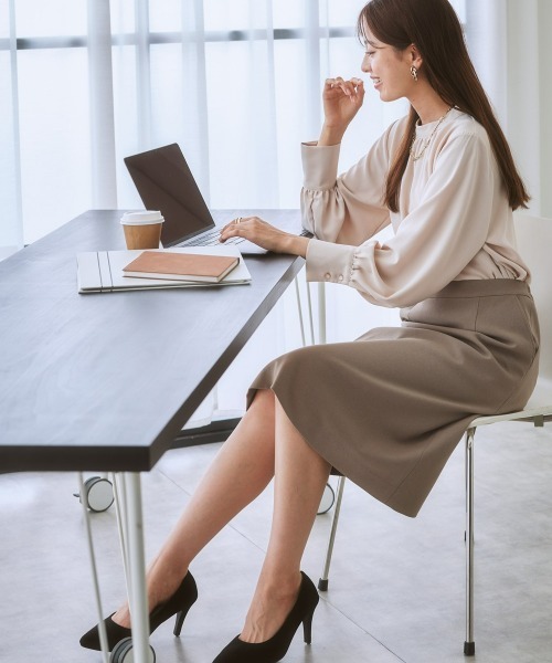 7days Life Styling（セブンデイズライフスタイリング）の「【販売終了】洗える・ストレッチセットアップ対応ウール調セミフレアスカート（上下別売）（スーツスカート・レディース・ブラウン系/ブラック/グレイッシュベージュ・L/3L/S/LL/M）」の19枚目の写真