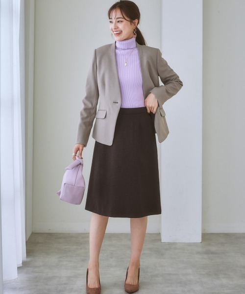 7days Life Styling（セブンデイズライフスタイリング）の「【販売終了】洗える・ストレッチセットアップ対応ウール調セミフレアスカート（上下別売）（スーツスカート・レディース・ブラウン系/ブラック/グレイッシュベージュ・L/3L/S/LL/M）」の14枚目の写真