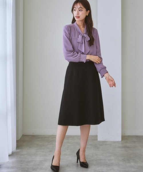 7days Life Styling（セブンデイズライフスタイリング）の「【販売終了】洗える・ストレッチセットアップ対応ウール調セミフレアスカート（上下別売）（スーツスカート・レディース・ブラウン系/ブラック/グレイッシュベージュ・L/3L/S/LL/M）」の7枚目の写真