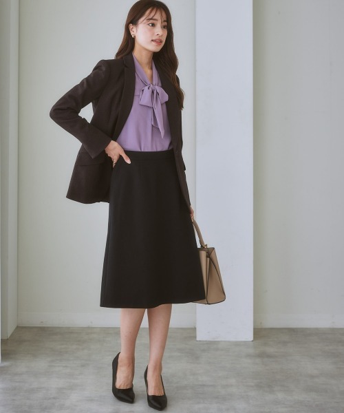 7days Life Styling（セブンデイズライフスタイリング）の「【販売終了】洗える・ストレッチセットアップ対応ウール調セミフレアスカート（上下別売）（スーツスカート・レディース・ブラウン系/ブラック/グレイッシュベージュ・L/3L/S/LL/M）」の8枚目の写真