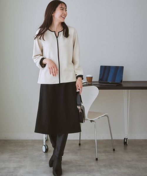 7days Life Styling（セブンデイズライフスタイリング）の「【販売終了】洗える・ストレッチセットアップ対応ウール調セミフレアスカート（上下別売）（スーツスカート・レディース・ブラウン系/ブラック/グレイッシュベージュ・L/3L/S/LL/M）」の10枚目の写真