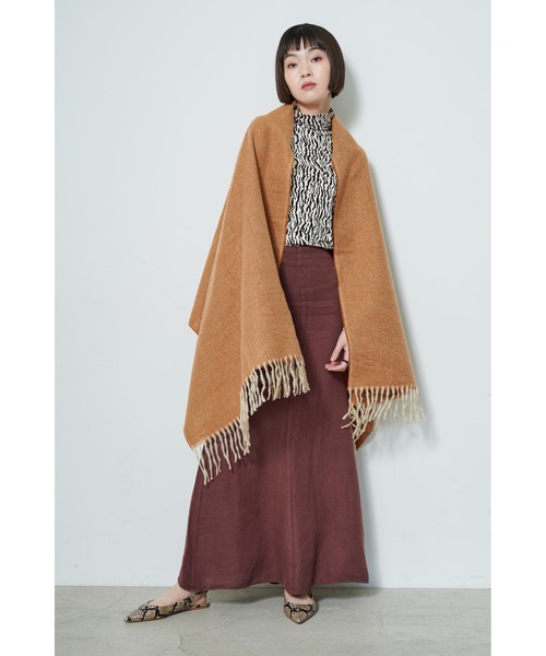 THEATRE PRODUCTS(シアタープロダクツ)の「ラベルストール(ストール/ショール・レディース・ブラウン/ベージュ/グレー/ブラック・FREE)」の7枚目の写真