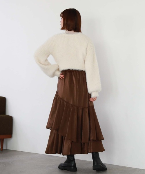 セール】グロッシーアシメフリルティアードスカート（スカート