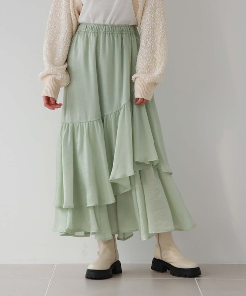 archives（アルシーヴ）の「グロッシーアシメフリルティアードスカート（スカート・レディース・ブラック/アイボリー/ブラウン/オレンジ/グリーン・MEDIUM）」の16枚目の写真