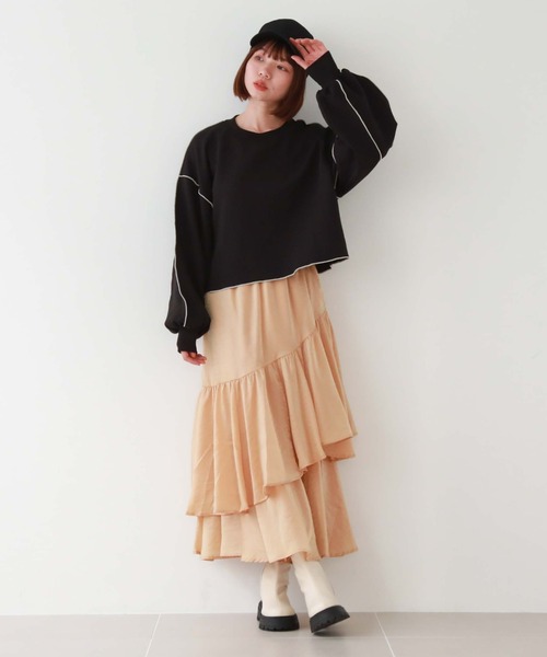 セール】グロッシーアシメフリルティアードスカート（スカート