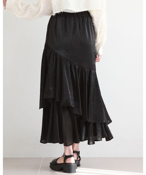 セール】グロッシーアシメフリルティアードスカート（スカート