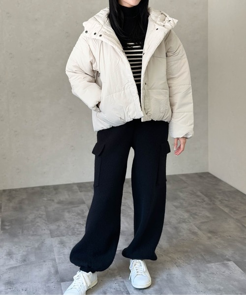 Per sist ence（パーシエンス）の「中綿ショートジャケット（ダウンジャケット/コート・レディース・アイボリー/ブラック/ベージュ/ピンク/ブルー/ブラウン・FREE）」の9枚目の写真