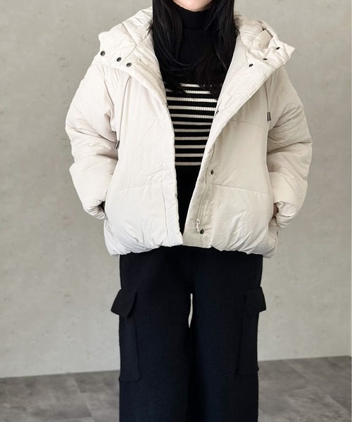Per sist ence（パーシエンス）の「中綿ショートジャケット（ダウンジャケット/コート・レディース・アイボリー/ブラック/ベージュ/ピンク/ブルー/ブラウン・FREE）」の10枚目の写真