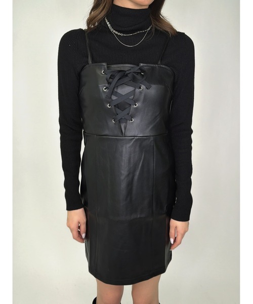 EGOIST(エゴイスト)の「レースアップスリムキャミワンピース(ワンピース・レディース・マルチ/ブラック・S/M)」の10枚目の写真