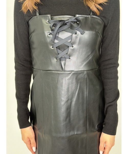 EGOIST(エゴイスト)の「レースアップスリムキャミワンピース(ワンピース・レディース・マルチ/ブラック・S/M)」の13枚目の写真