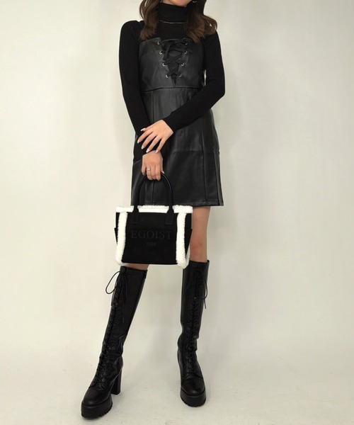 EGOIST(エゴイスト)の「レースアップスリムキャミワンピース(ワンピース・レディース・マルチ/ブラック・S/M)」の18枚目の写真