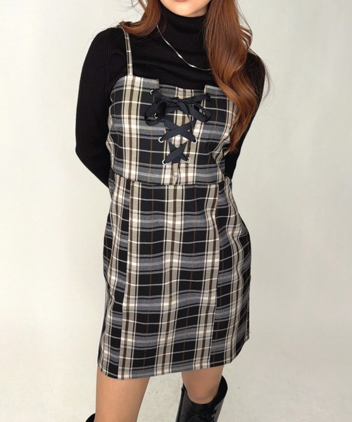 EGOIST(エゴイスト)の「レースアップスリムキャミワンピース(ワンピース・レディース・マルチ/ブラック・S/M)」の20枚目の写真