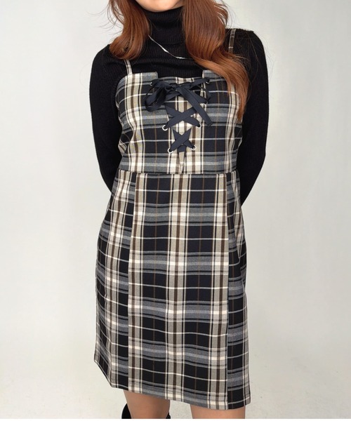 EGOIST(エゴイスト)の「レースアップスリムキャミワンピース(ワンピース・レディース・マルチ/ブラック・S/M)」の21枚目の写真