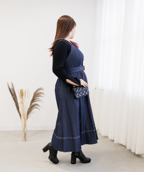 CLETTE(クレット)の「スリットフレアスリーブリブニット(ニット/セーター・レディース・ブラック/アイボリー/ブルー・3L/4L/LL)」の9枚目の写真
