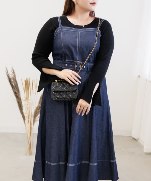 CLETTE(クレット)の「スリットフレアスリーブリブニット(ニット/セーター・レディース・ブラック/アイボリー/ブルー・3L/4L/LL)」の10枚目の写真
