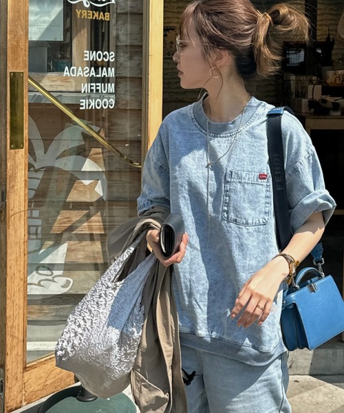 【デニムと相性抜群】LOUIS VUITTON★コットン Tシャツ エンブロイダードシグネチャーショートスリーブデニムシャツ