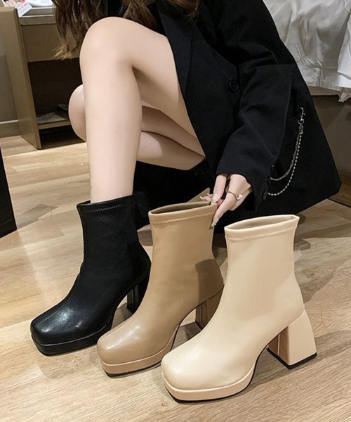 Miniministore(ミニミニストア)の「ショートブーツ レディース 裏起毛ブーツ(ブーツ・レディース・ブラック/ベージュ/アイボリー・22.5cm/24.0cm/23.0cm/24.5cm/23.5cm)」の14枚目の写真