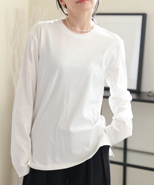 ULEULA（ウルア）の「ベーシックオーバーサイズロンT（Tシャツ/カットソー・レディース・ホワイト/ブラック・FREE）」の8枚目の写真