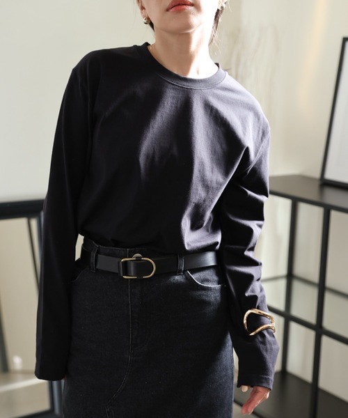 ULEULA（ウルア）の「ベーシックオーバーサイズロンT（Tシャツ/カットソー・レディース・ホワイト/ブラック・FREE）」の20枚目の写真