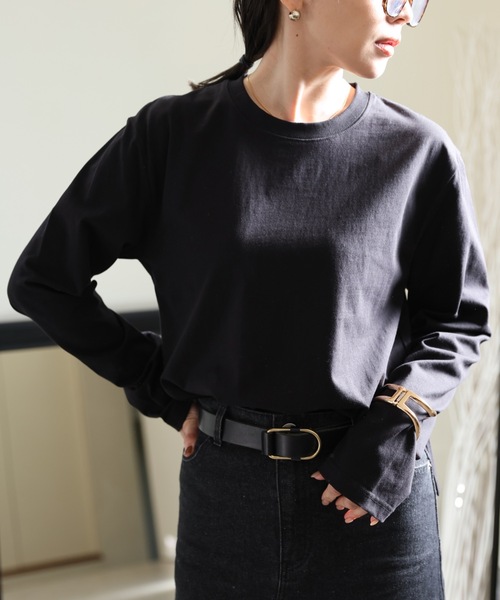 ULEULA（ウルア）の「ベーシックオーバーサイズロンT（Tシャツ/カットソー・レディース・ホワイト/ブラック・FREE）」の22枚目の写真