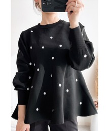 &. NOSTALGIA | 【ZOZO限定】ドット刺繍ペプラムニット(ニット/セーター)