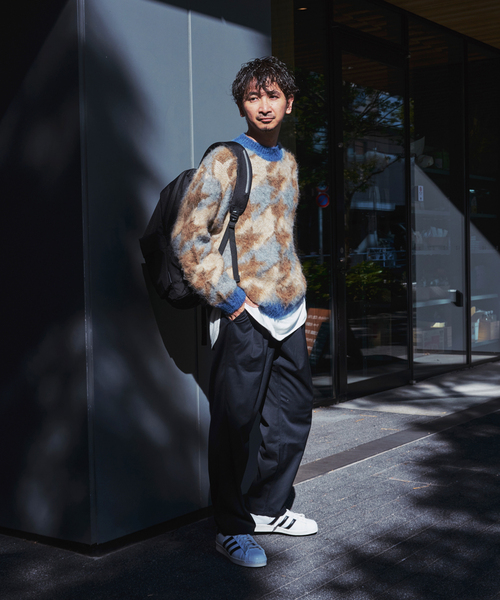 JOURNAL STANDARD relume（ジャーナルスタンダード　レリューム）の「CALIFORNIA シャギーパターン クルーネックニット（ニット/セーター・メンズ・サックスブルー/ベージュ系その他/ブラック・LARGE/MEDIUM）」の8枚目の写真