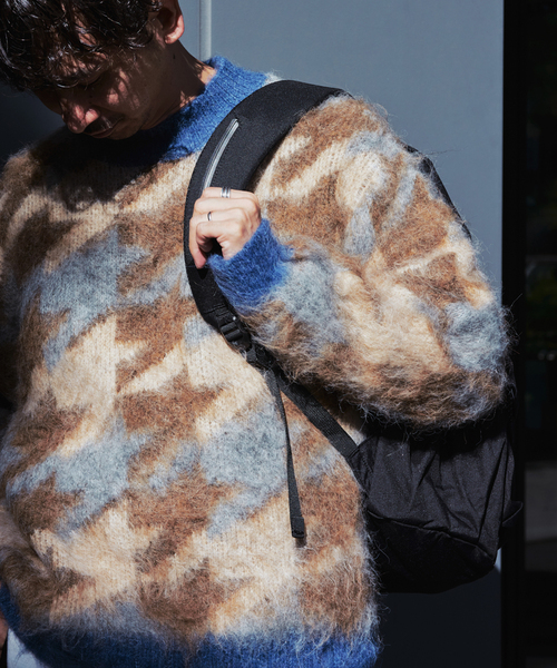 JOURNAL STANDARD relume（ジャーナルスタンダード　レリューム）の「CALIFORNIA シャギーパターン クルーネックニット（ニット/セーター・メンズ・サックスブルー/ベージュ系その他/ブラック・LARGE/MEDIUM）」の12枚目の写真