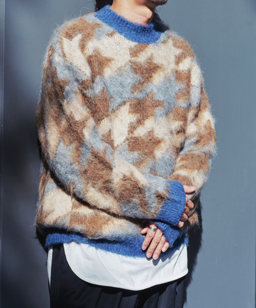 JOURNAL STANDARD relume（ジャーナルスタンダード　レリューム）の「CALIFORNIA シャギーパターン クルーネックニット（ニット/セーター・メンズ・サックスブルー/ベージュ系その他/ブラック・LARGE/MEDIUM）」の13枚目の写真