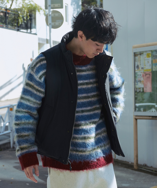 JOURNAL STANDARD relume（ジャーナルスタンダード　レリューム）の「CALIFORNIA シャギーパターン クルーネックニット（ニット/セーター・メンズ・サックスブルー/ベージュ系その他/ブラック・LARGE/MEDIUM）」の15枚目の写真