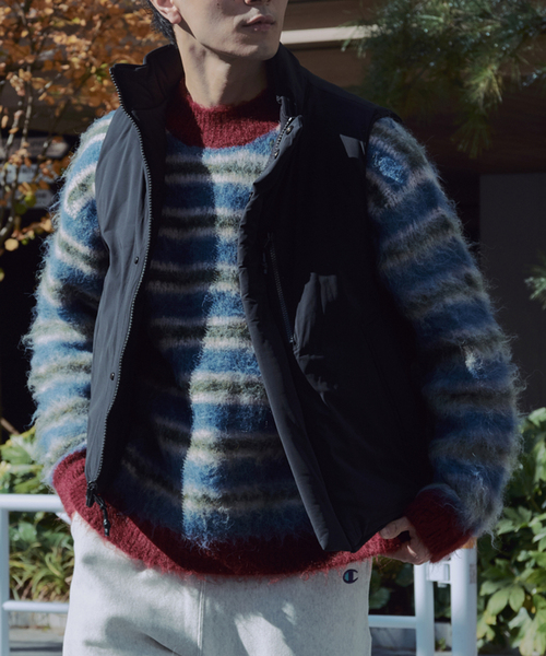 JOURNAL STANDARD relume（ジャーナルスタンダード　レリューム）の「CALIFORNIA シャギーパターン クルーネックニット（ニット/セーター・メンズ・サックスブルー/ベージュ系その他/ブラック・LARGE/MEDIUM）」の16枚目の写真