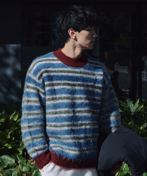 JOURNAL STANDARD relume（ジャーナルスタンダード　レリューム）の「CALIFORNIA シャギーパターン クルーネックニット（ニット/セーター・メンズ・サックスブルー/ベージュ系その他/ブラック・LARGE/MEDIUM）」の17枚目の写真