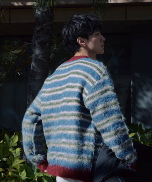 JOURNAL STANDARD relume（ジャーナルスタンダード　レリューム）の「CALIFORNIA シャギーパターン クルーネックニット（ニット/セーター・メンズ・サックスブルー/ベージュ系その他/ブラック・LARGE/MEDIUM）」の19枚目の写真