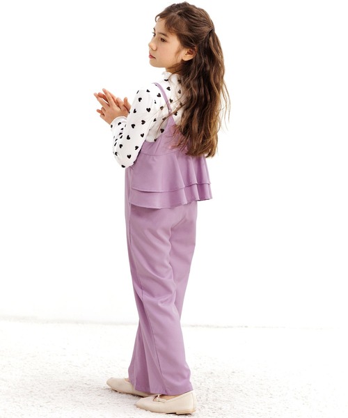 Bee des Bee（ビーデスビー）の「バックフリル オールインワンパンツ（サロペット/オーバーオール・キッズ・パープル/ブラック・100cm/110cm/120cm/130cm/140cm/150cm）」の2枚目の写真