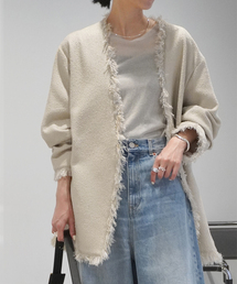 AP STUDIO | ツイードフリンジジャケット(ノーカラージャケット)