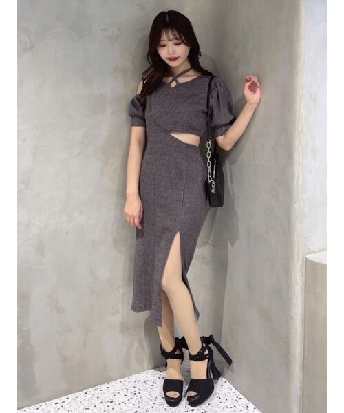 EATME（イートミー）の「カットアウトアシンメトリータイトワンピース（ワンピース・レディース・ブラック/ベージュ/グレー・FREE）」の11枚目の写真