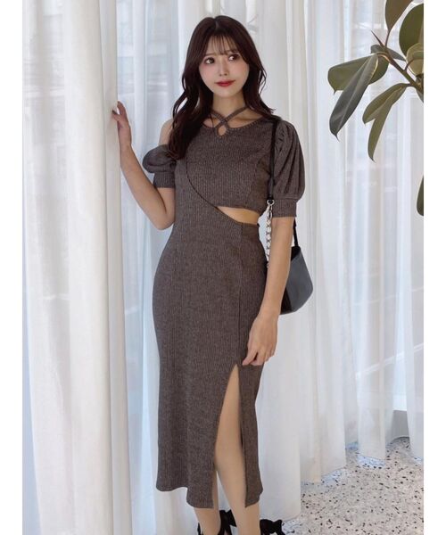 EATME（イートミー）の「カットアウトアシンメトリータイトワンピース（ワンピース・レディース・ブラック/ベージュ/グレー・FREE）」の14枚目の写真