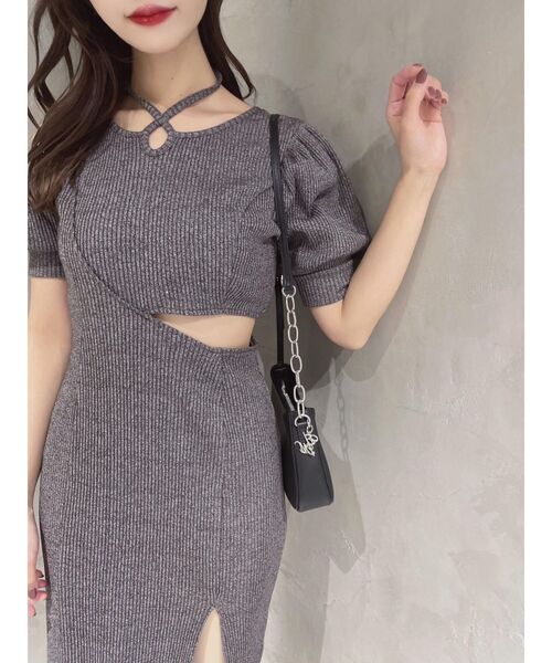 EATME（イートミー）の「カットアウトアシンメトリータイトワンピース（ワンピース・レディース・ブラック/ベージュ/グレー・FREE）」の16枚目の写真