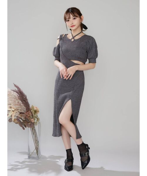 EATME（イートミー）の「カットアウトアシンメトリータイトワンピース（ワンピース・レディース・ブラック/ベージュ/グレー・FREE）」の18枚目の写真