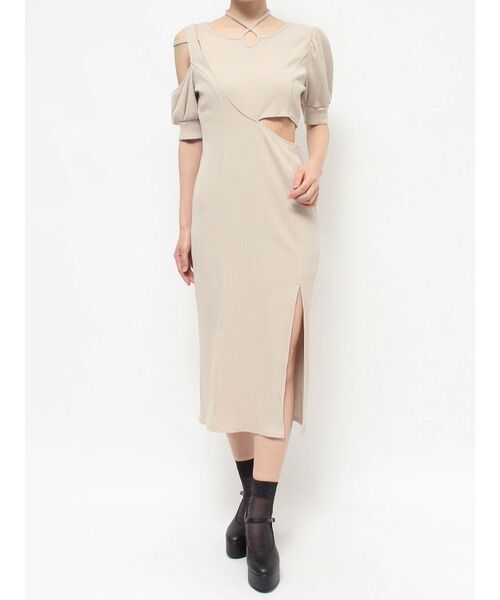 EATME（イートミー）の「カットアウトアシンメトリータイトワンピース（ワンピース・レディース・ブラック/ベージュ/グレー・FREE）」の20枚目の写真