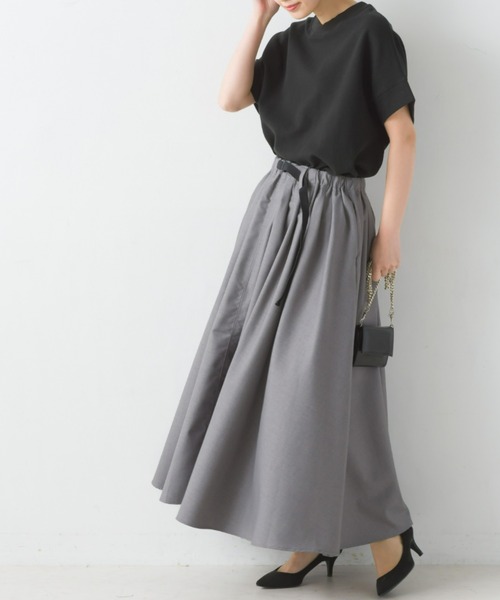 OMNES（オムネス）の「リップルダブルフェイスワイドシルエット半袖プルオーバー（Tシャツ/カットソー・レディース・ベージュ/ブラック/ホワイト/ラベンダー/ネイビー・FREE）」の15枚目の写真