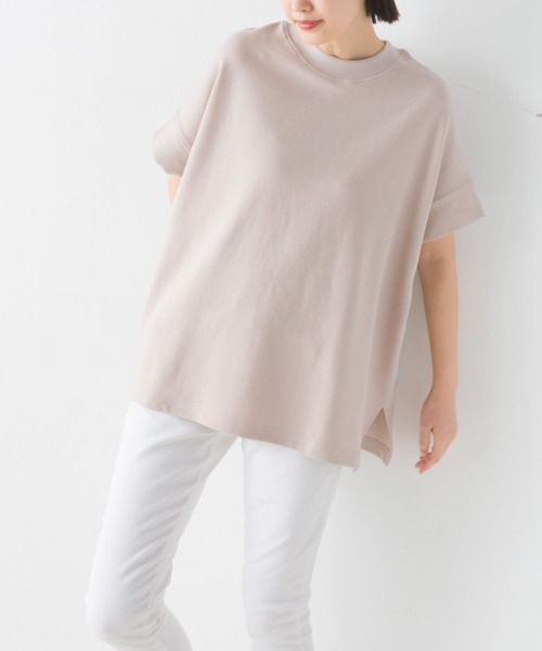 OMNES（オムネス）の「リップルダブルフェイスワイドシルエット半袖プルオーバー（Tシャツ/カットソー・レディース・ベージュ/ブラック/ホワイト/ラベンダー/ネイビー・FREE）」の20枚目の写真