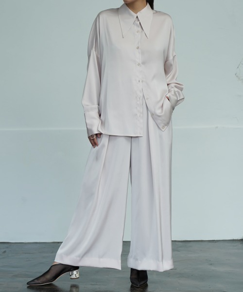 CIEL'AIR(シエルエアー)の「Satin Wide Trouser(その他パンツ・レディース・ベージュ/ブラウン・M/L)」の11枚目の写真