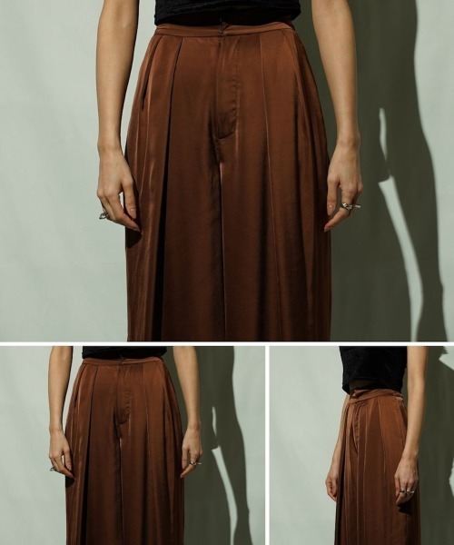 CIEL'AIR(シエルエアー)の「Satin Wide Trouser(その他パンツ・レディース・ベージュ/ブラウン・M/L)」の10枚目の写真