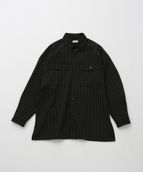 JUNRED（ジュンレッド）の「【 イージーケア 】 ダブルポケットストライプマキシシャツ（シャツ/ブラウス・メンズ・ブラック/オフホワイト/グレー・M/L/S）」の8枚目の写真