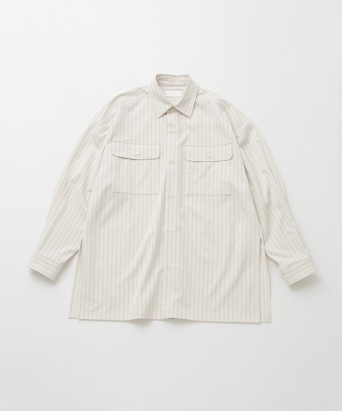 JUNRED（ジュンレッド）の「【 イージーケア 】 ダブルポケットストライプマキシシャツ（シャツ/ブラウス・メンズ・ブラック/オフホワイト/グレー・M/L/S）」の14枚目の写真